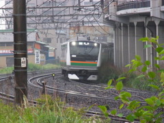 雨の中