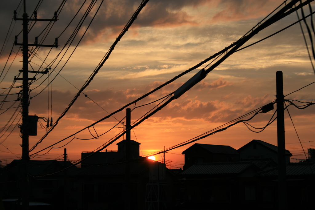 夕日に染まる