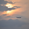 夕日に向かって