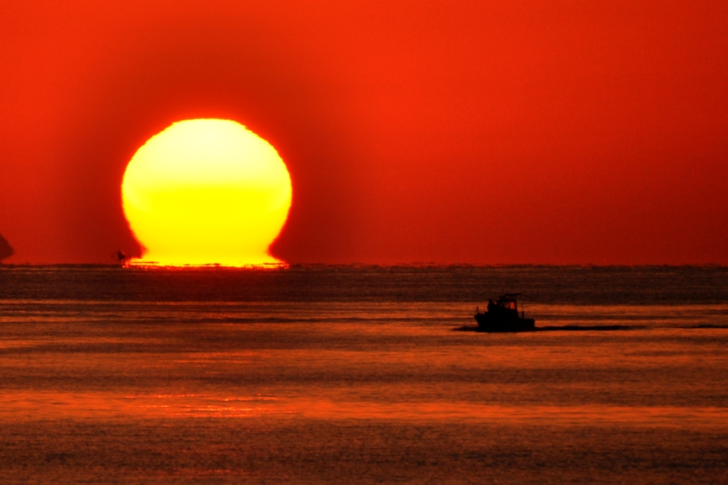 漁港　夕日