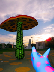 アート町の夕陽