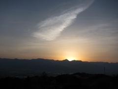 常念岳に沈む夕日