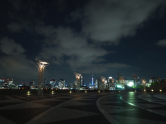 夜空を見上げる東京タワー