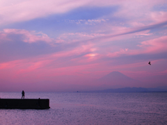 霞む富士山