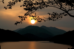 九頭竜川　秋の夕日