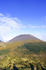 黄金カラマツにそまる浅間山