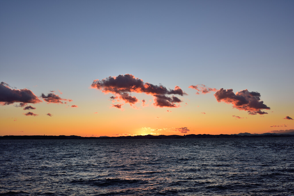 九十九里浜の夕焼け