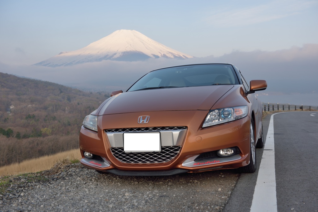 愛車と富士山