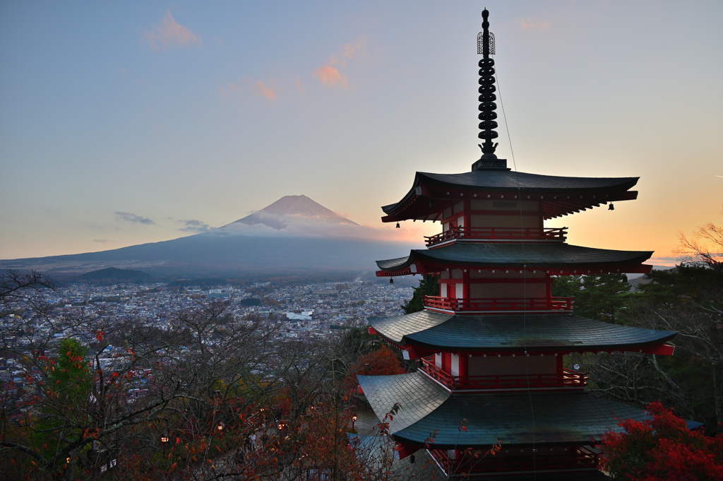 富士と夕焼け
