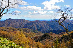 紅葉する山々