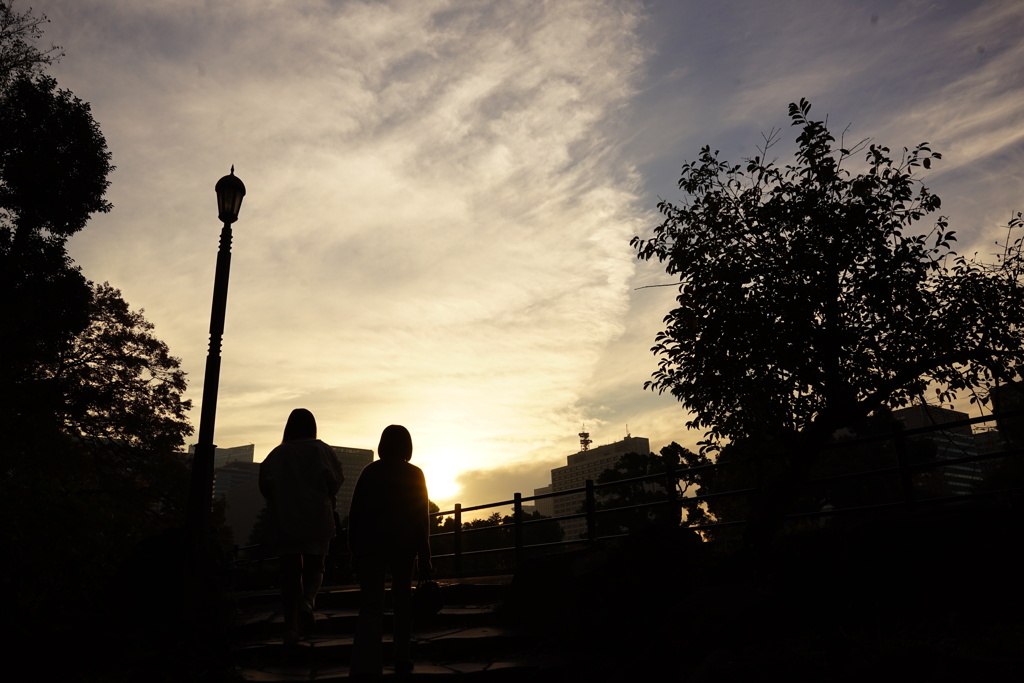 夕陽とシルエット