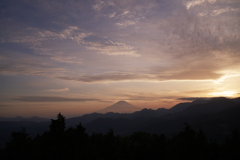 夕焼けと富士と