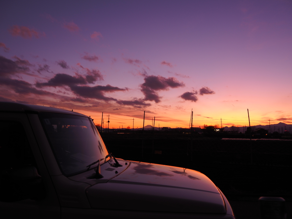 2025年大晦日の夕暮れ　富士遠景
