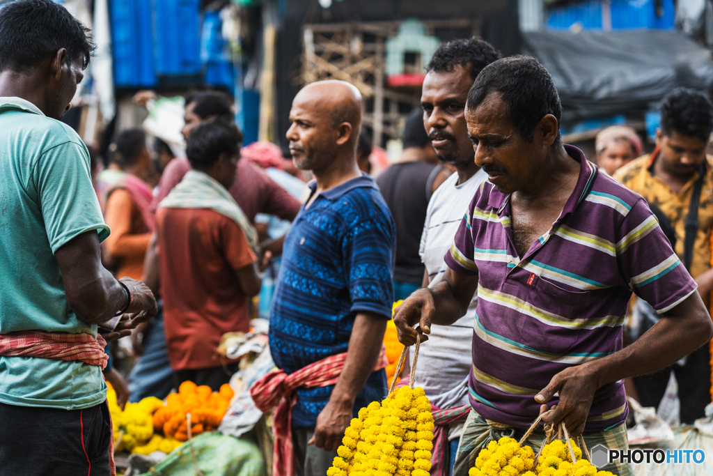 コルカタ　フラワーマーケット