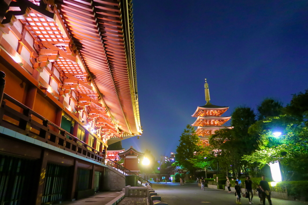 涼夜の浅草寺