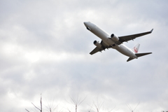 冬空へ離陸するボーイング737