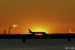 日の出と誘導路1