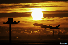日の出と離陸12
