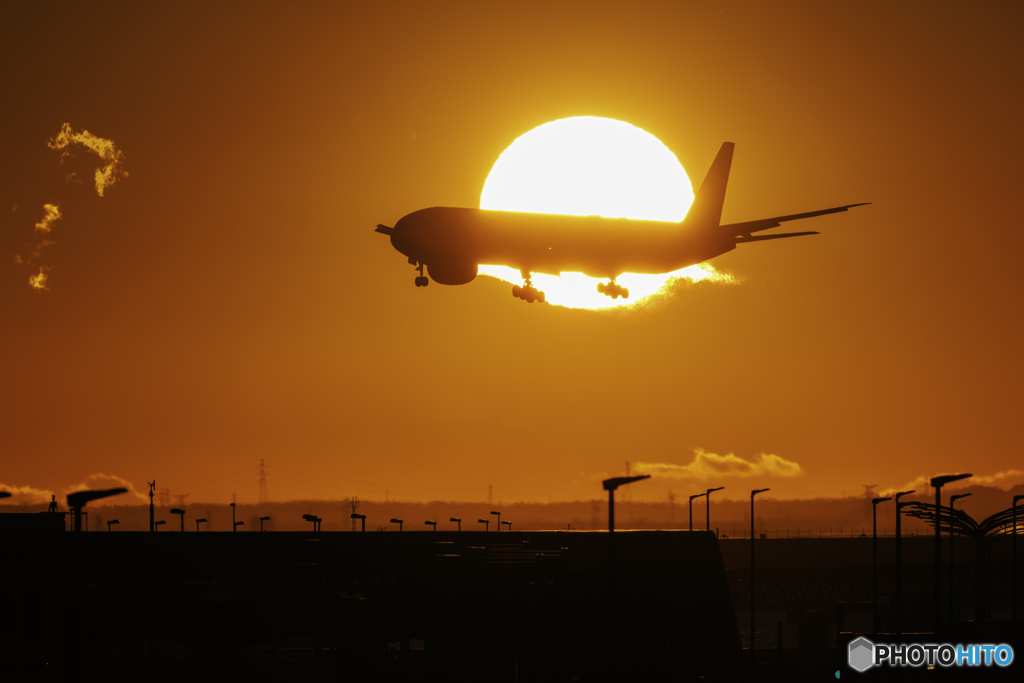 日の出と着陸1