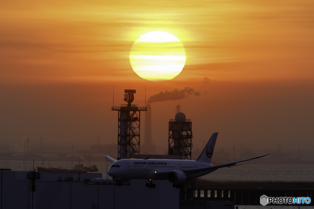 日の出と着陸3