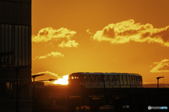 日の出とモノレール1