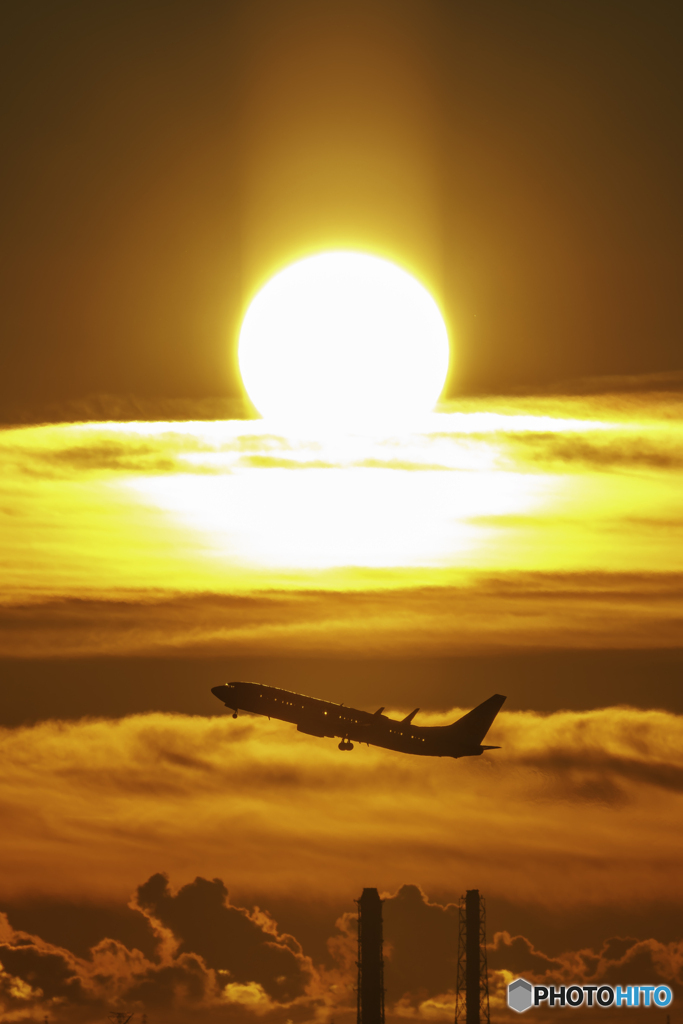 日の出と離陸14