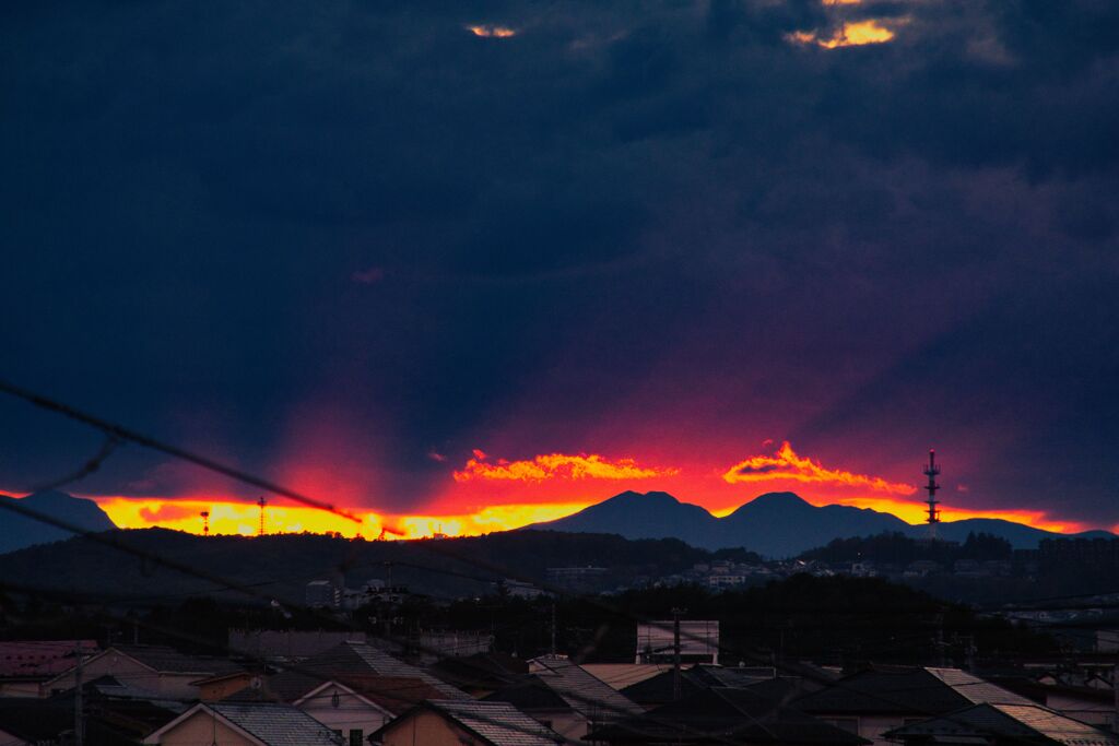 自宅から11月の夕暮れ