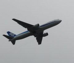 ANA B767-300ER 福岡空港離陸
