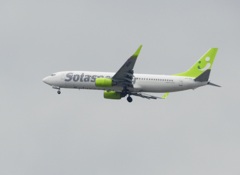 福岡空港へランディングのソラシドエア