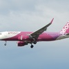 PEACH A320　福岡空港ランディング