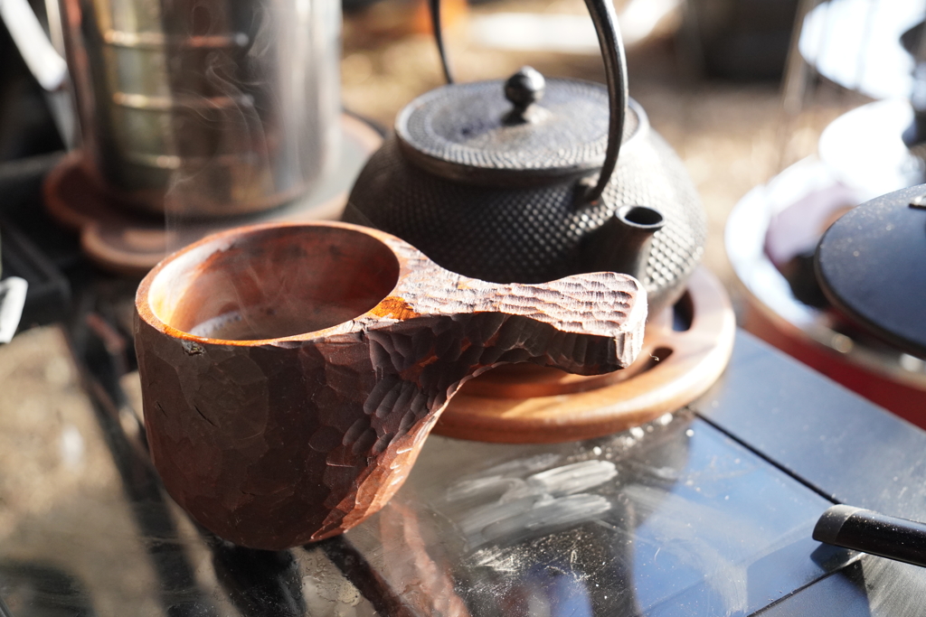 幕内で温まる朝