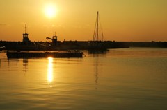 保田漁港の夕日
