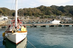 内房線が見える漁港