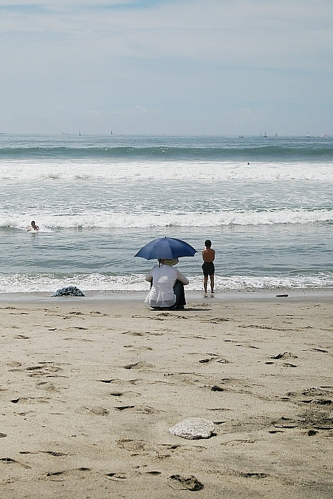 じっと見つめる