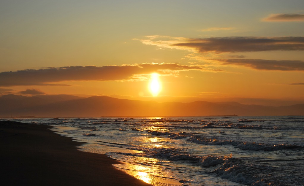 石狩浜の夕暮れ
