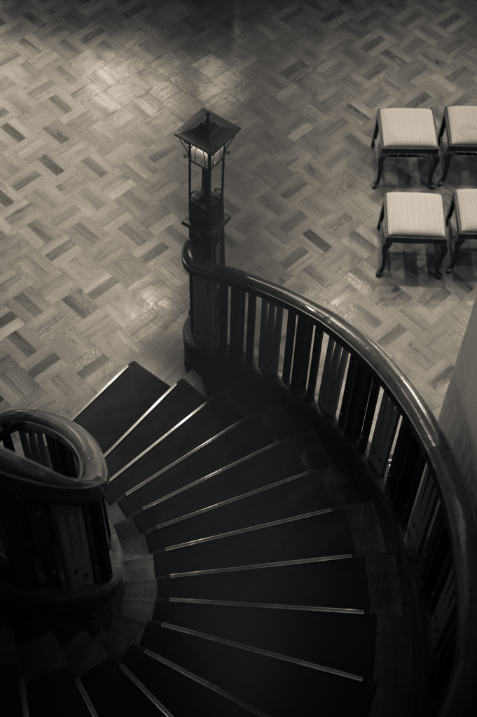 Spiral staircase and light