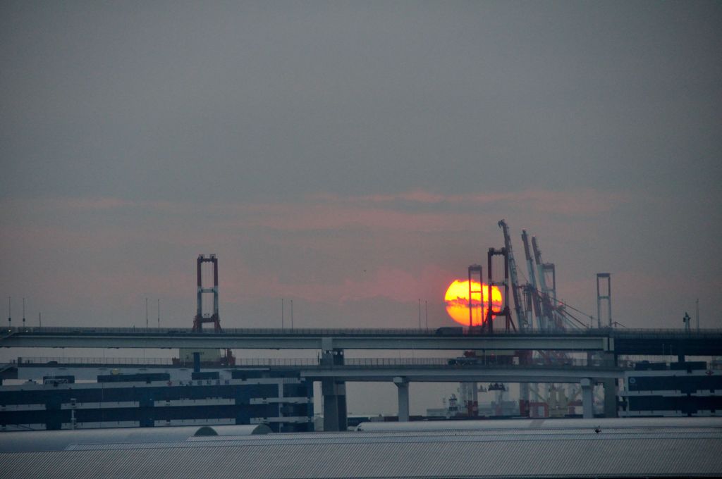 埠頭の夜明け