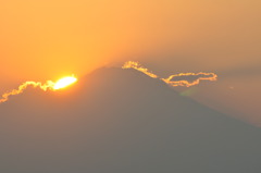 やっと念願が叶った富士と夕日