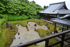 小雨の波心庭　俯瞰