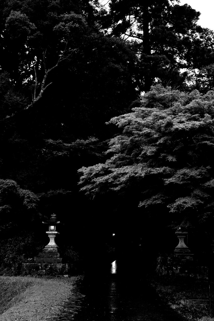 夕闇雨の神社１