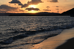 夕陽の須磨海岸１