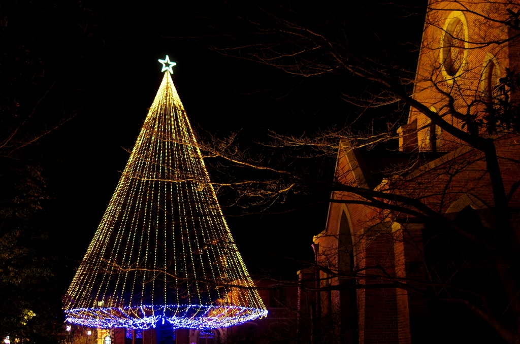 クリスマスツリーと礼拝堂　