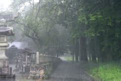 大雨　神社２