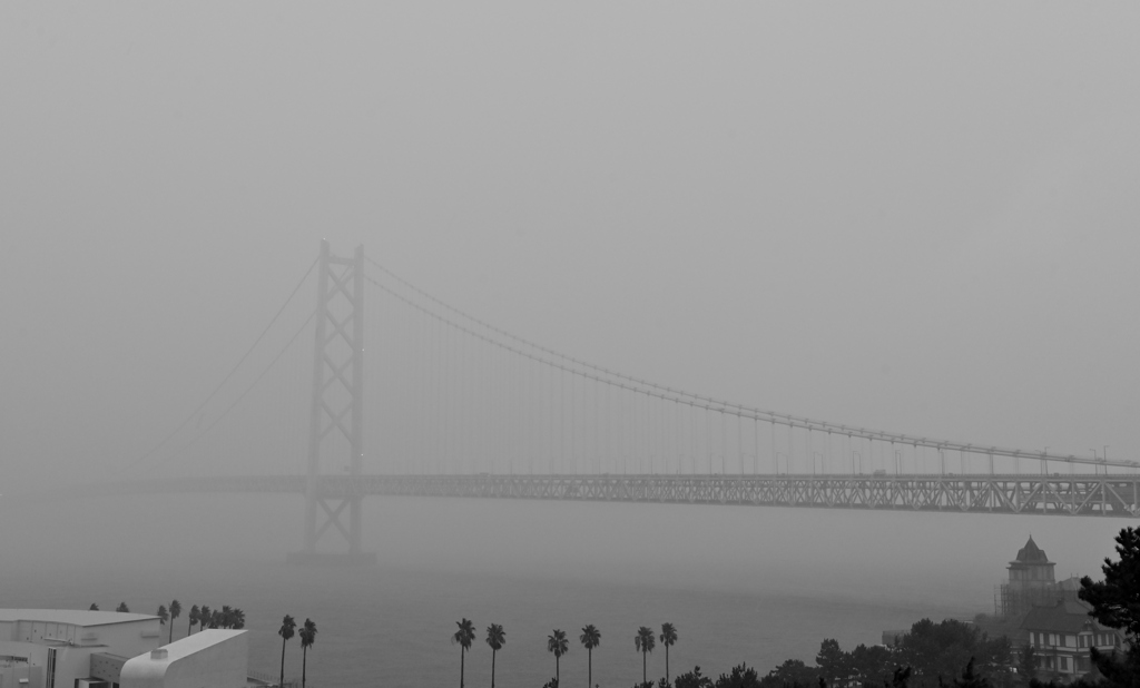 雨に煙る大橋