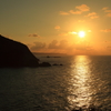 日本海に夕日が沈む