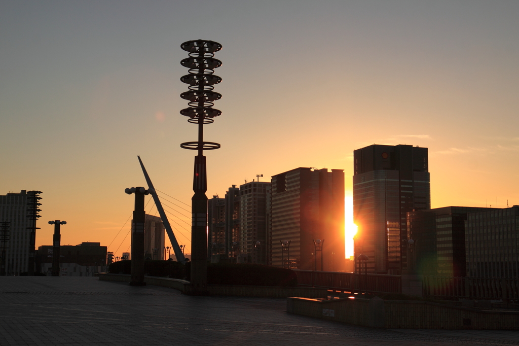 都会の夕日