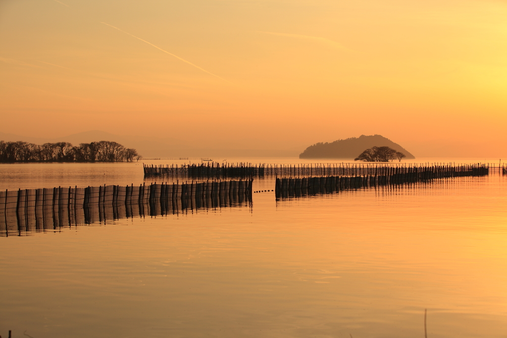 びわ湖の夕焼け