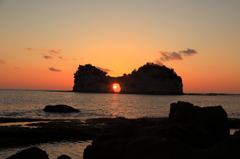 入った夕日