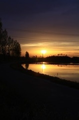 田園と夕日
