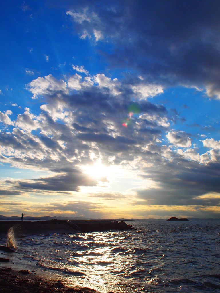 海での夕暮れ